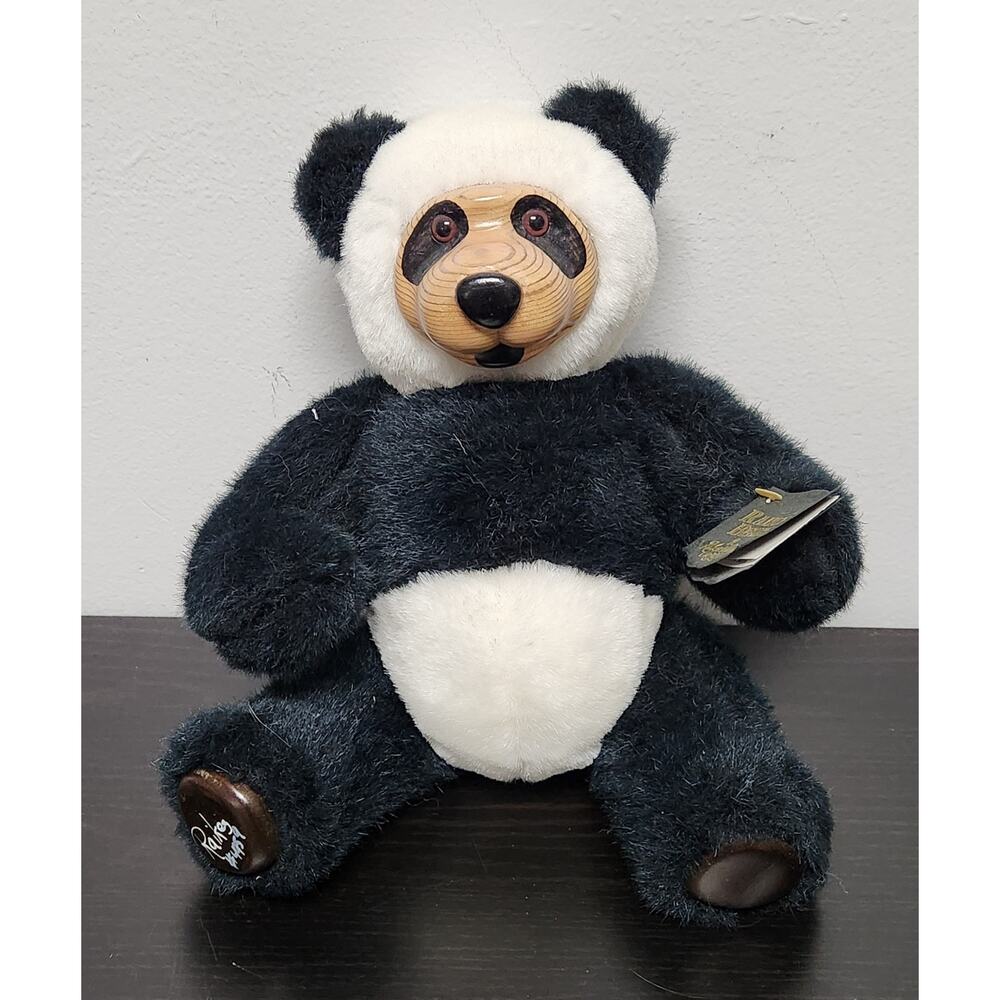 Vintage Robert Raikes Original "30303 Panda Bear" Wooden Face Doll w/Tags &Sign